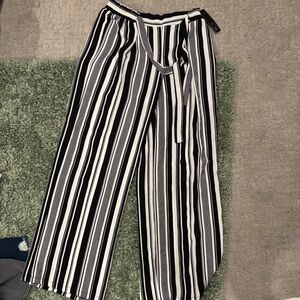 BCX Black and White Striped Wide Leg Pants